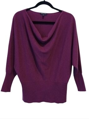 Eileen Fisher Cashmere Purple Draped Neck Sweater Size Small Soft Classic Staple